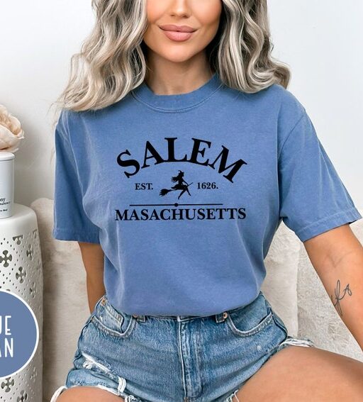 Comfort Colors Salem Massachusetts Shirt,Halloween Sweatshirt,Halloween Witch Women Sweatshirt,Sanderson Sisters Sweatshirt,Halloween Shirt