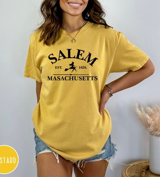 Comfort Colors Salem Massachusetts Shirt,Halloween Sweatshirt,Halloween Witch Women Sweatshirt,Sanderson Sisters Sweatshirt,Halloween Shirt