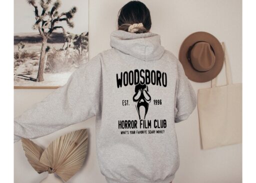 Woodsboro Horror Club Hoodie,Horror Film Club Sweatshirt,Scary Halloween Hoodie,Spooky Season Shirt,Scream Ghost Tee,Halloween Sweatshirt