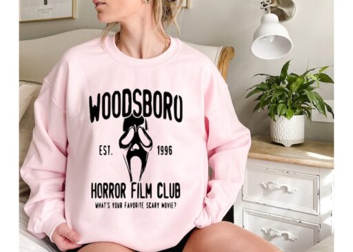 Woodsboro Horror Film Club Sweatshirt,Scream Movie,Thriller Movie,Horror Movies,Scary Movie Shirt,Scream Ghost Face,Halloween Sweatshirt