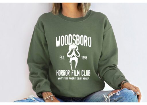 Woodsboro Horror Film Club Sweatshirt,Scream Movie,Thriller Movie,Horror Movies,Scary Movie Shirt,Scream Ghost Face,Halloween Sweatshirt