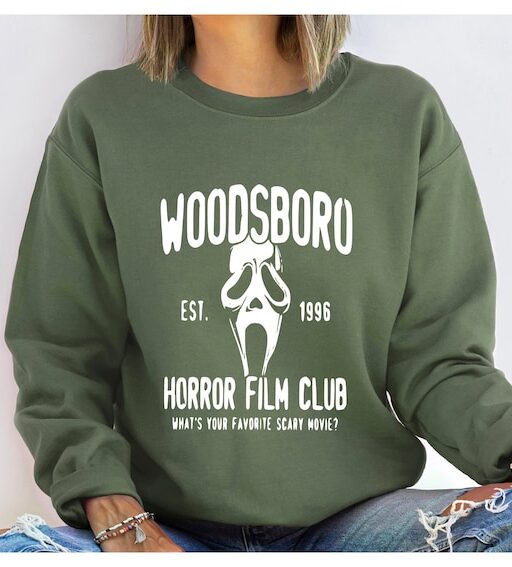 Woodsboro Horror Film Club Sweatshirt,Scream Movie,Thriller Movie,Horror Movies,Scary Movie Shirt,Scream Ghost Face,Halloween Sweatshirt