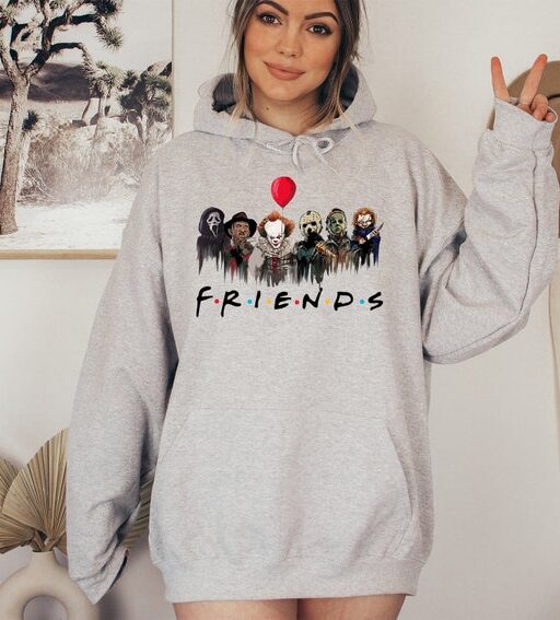 Halloween Hoodie,Horror Characters Friends Sweatshirt,Halloween Horror Characters Sweatshirt,Friends Halloween Shirt,Horror Movie Shirt