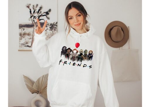 Halloween Hoodie,Horror Characters Friends Sweatshirt,Halloween Horror Characters Sweatshirt,Friends Halloween Shirt,Horror Movie Shirt