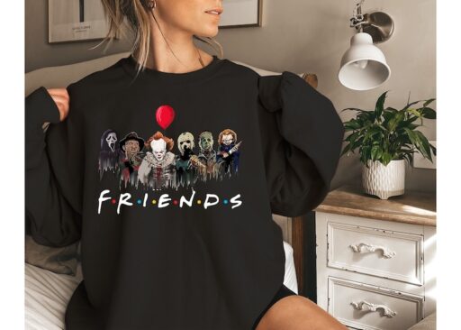 Horror Characters Friends Sweatshirt,Halloween Sweatshirt,Halloween Horror Characters Sweatshirt,Friends Halloween Shirt,Horror Movie Shirt