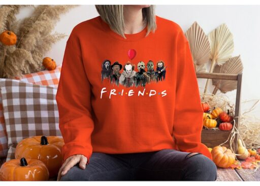 Horror Characters Friends Sweatshirt,Halloween Sweatshirt,Halloween Horror Characters Sweatshirt,Friends Halloween Shirt,Horror Movie Shirt