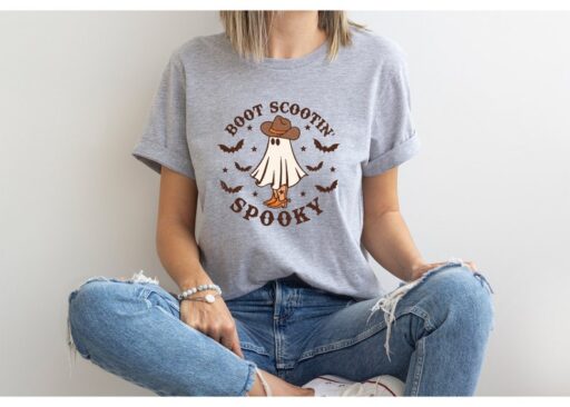 Boot Scootin Spooky Shirt,Halloween Shirt,Cowboy Ghost Shirt,Western Halloween,Spooky Shirt,Halloween Gift,Spooky Vibes,Spooky Season Shirt