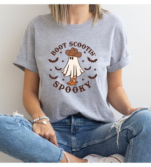 Boot Scootin Spooky Shirt,Halloween Shirt,Cowboy Ghost Shirt,Western Halloween,Spooky Shirt,Halloween Gift,Spooky Vibes,Spooky Season Shirt