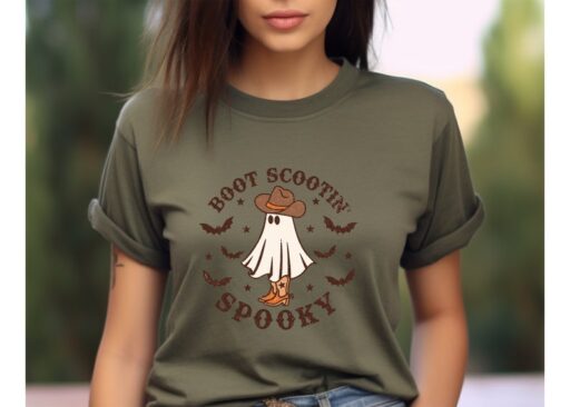 Boot Scootin Spooky Shirt,Halloween Shirt,Cowboy Ghost Shirt,Western Halloween,Spooky Shirt,Halloween Gift,Spooky Vibes,Spooky Season Shirt