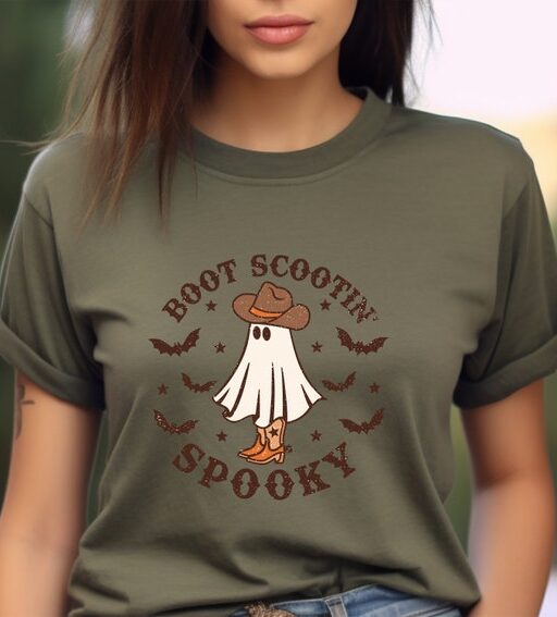 Boot Scootin Spooky Shirt,Halloween Shirt,Cowboy Ghost Shirt,Western Halloween,Spooky Shirt,Halloween Gift,Spooky Vibes,Spooky Season Shirt