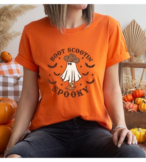 Boot Scootin Spooky Shirt,Halloween Shirt,Cowboy Ghost Shirt,Western Halloween,Spooky Shirt,Halloween Gift,Spooky Vibes,Spooky Season Shirt