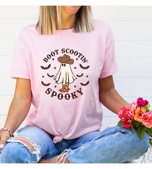 Boot Scootin Spooky Shirt,Halloween Shirt,Cowboy Ghost Shirt,Western Halloween,Spooky Shirt,Halloween Gift,Spooky Vibes,Spooky Season Shirt