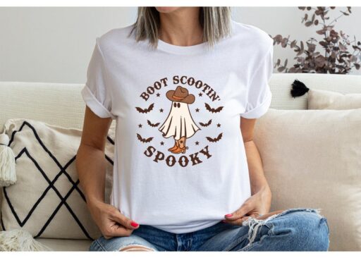 Boot Scootin Spooky Shirt,Halloween Shirt,Cowboy Ghost Shirt,Western Halloween,Spooky Shirt,Halloween Gift,Spooky Vibes,Spooky Season Shirt