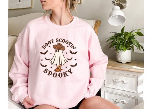 Boot Scootin Spooky Sweatshirt,Halloween Sweatshirt,Ghost Sweatshirt,Western Halloween,Spooky Sweatshirt,Halloween Gift,Spooky Season Shirt