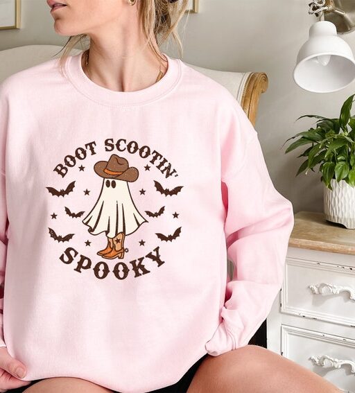 Boot Scootin Spooky Sweatshirt,Halloween Sweatshirt,Ghost Sweatshirt,Western Halloween,Spooky Sweatshirt,Halloween Gift,Spooky Season Shirt