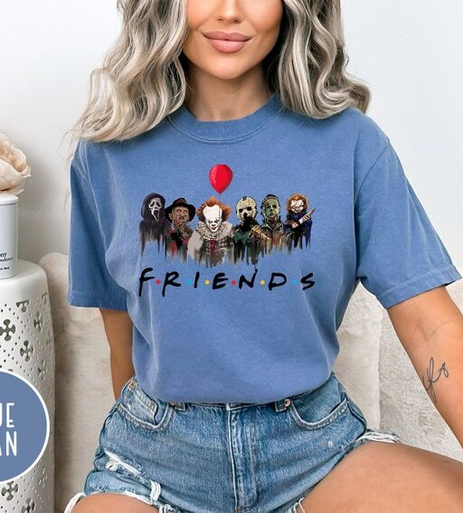 Comfort Colors Horror Characters Friends Shirt,Friends Halloween Shirt,Halloween Horror Characters Shirt,Horror Movie Characters Shirt