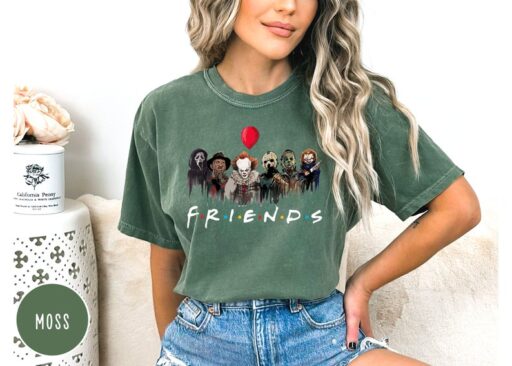 Comfort Colors Horror Characters Friends Shirt,Friends Halloween Shirt,Halloween Horror Characters Shirt,Horror Movie Characters Shirt