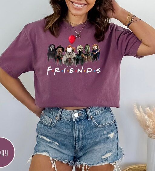 Comfort Colors Horror Characters Friends Shirt,Friends Halloween Shirt,Halloween Horror Characters Shirt,Horror Movie Characters Shirt