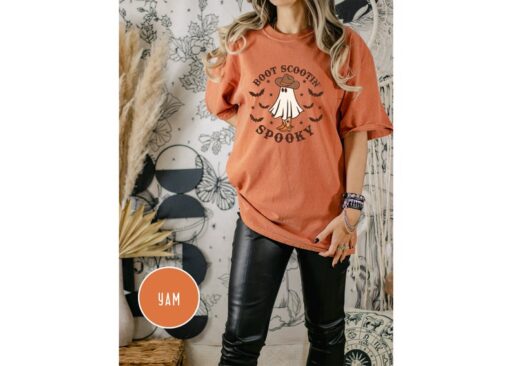 Comfort Colors Boot Scootin Spooky Shirt,Halloween Shirt,Cowboy Ghost Shirt,Western Halloween,Halloween Gift,Spooky Vibes,Spooky Season Tee