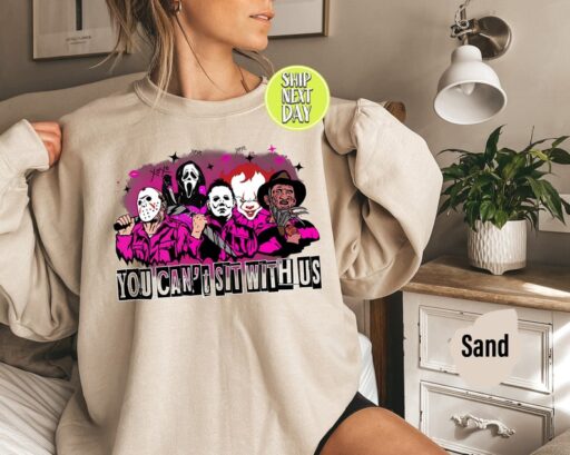 You Can't Sit With Us Sweatshirt, Horror Movie Halloween Shirt, Halloween Horror Movie Hoodie, Scary Movie Halloween Crewneck, Witches -HC70