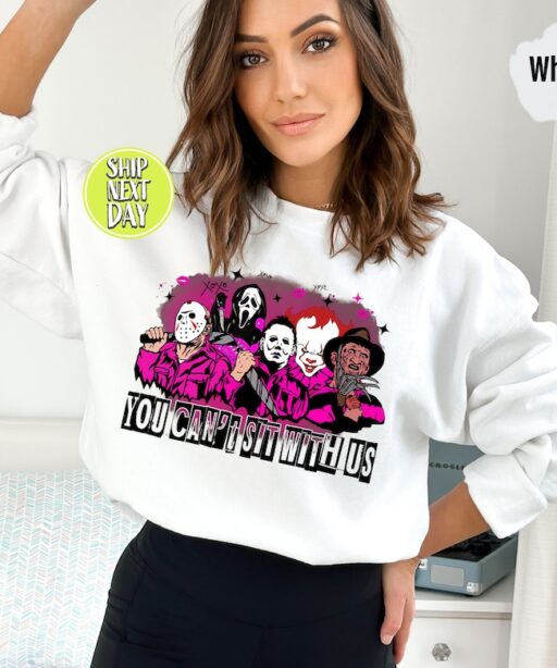 You Can't Sit With Us Sweatshirt, Horror Movie Halloween Shirt, Halloween Horror Movie Hoodie, Scary Movie Halloween Crewneck, Witches -HC70