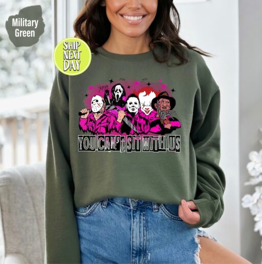 You Can't Sit With Us Sweatshirt, Horror Movie Halloween Shirt, Halloween Horror Movie Hoodie, Scary Movie Halloween Crewneck, Witches -HC70