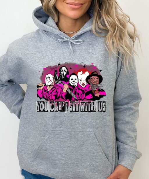 You Can't Sit With Us Sweatshirt, Horror Movie Halloween Shirt, Halloween Horror Movie Hoodie, Scary Movie Halloween Crewneck, Witches -HC70