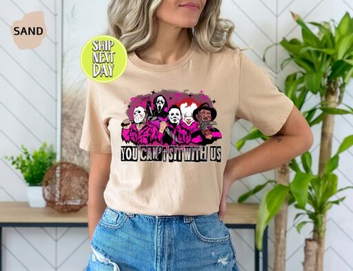 You Can't Sit With Us Horror Movie Halloween Shirt, Halloween Gift, Sanderson Sisters Tees, Killers Shirt, Funny Witch Horror Shirt -HC70