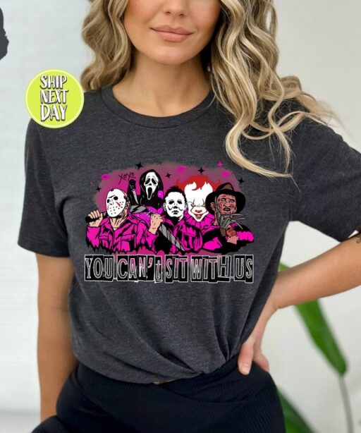 You Can't Sit With Us Horror Movie Halloween Shirt, Halloween Gift, Sanderson Sisters Tees, Killers Shirt, Funny Witch Horror Shirt -HC70