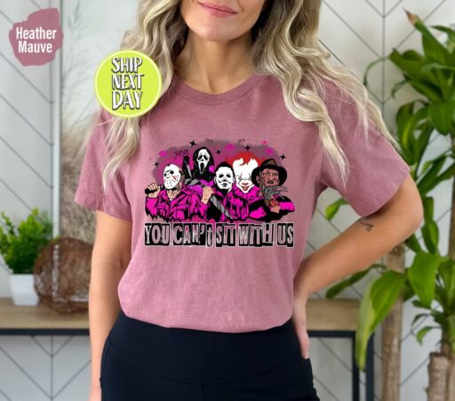 You Can't Sit With Us Horror Movie Halloween Shirt, Halloween Gift, Sanderson Sisters Tees, Killers Shirt, Funny Witch Horror Shirt -HC70