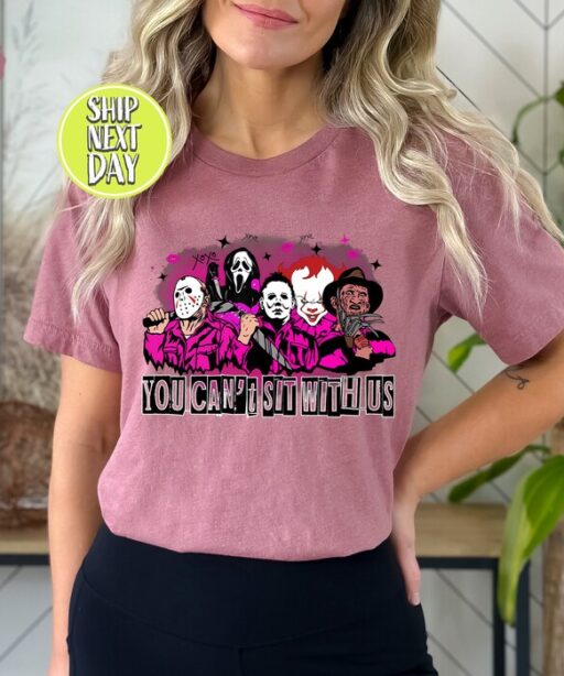 You Can't Sit With Us Horror Movie Halloween Shirt, Halloween Gift, Sanderson Sisters Tees, Killers Shirt, Funny Witch Horror Shirt -HC70