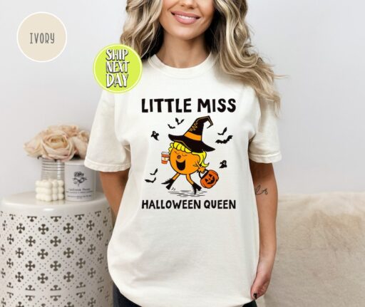 Little Miss Halloween Queen T-Shirt, Pumpkin Halloween Shirt, Pumpkin Queen Shirt, Funny Halloween Shirt, Halloween Gifts,Spooky Shirt -HC69