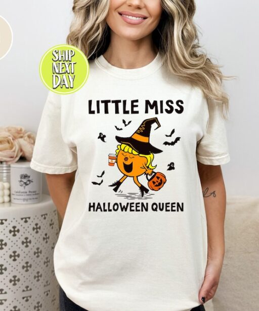 Little Miss Halloween Queen T-Shirt, Pumpkin Halloween Shirt, Pumpkin Queen Shirt, Funny Halloween Shirt, Halloween Gifts,Spooky Shirt -HC69