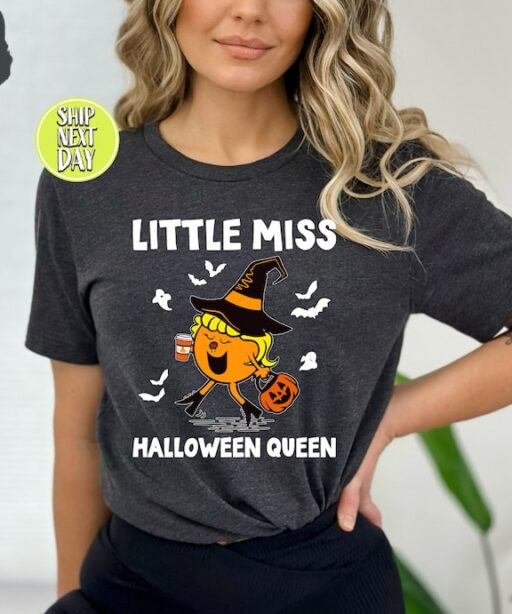 Little Miss Halloween Queen T-Shirt, Pumpkin Halloween Shirt, Pumpkin Queen Shirt, Funny Halloween Shirt, Halloween Gifts,Spooky Shirt -HC69