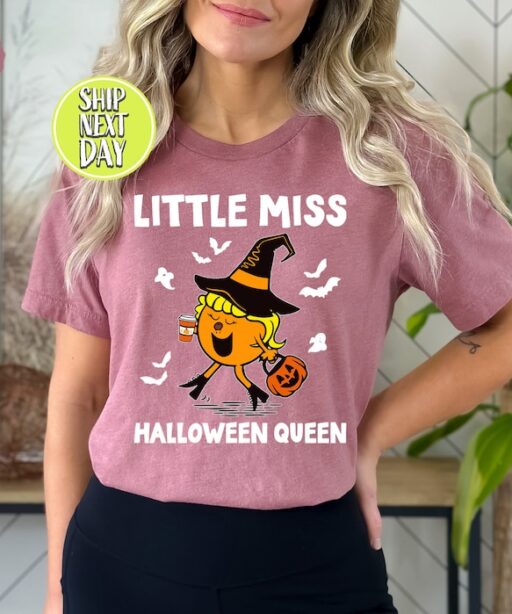 Little Miss Halloween Queen T-Shirt, Pumpkin Halloween Shirt, Pumpkin Queen Shirt, Funny Halloween Shirt, Halloween Gifts,Spooky Shirt -HC69