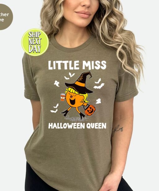 Little Miss Halloween Queen T-Shirt, Pumpkin Halloween Shirt, Pumpkin Queen Shirt, Funny Halloween Shirt, Halloween Gifts,Spooky Shirt -HC69