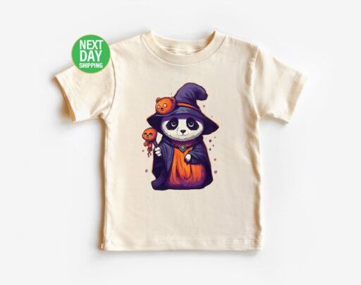 Panda and Pumpkin Halloween Toddler Shirt, Happy Halloween Kids Tee, Fall T-Shirt,Natural Halloween Tee Shirt Halloween Sweatshirt -HC054