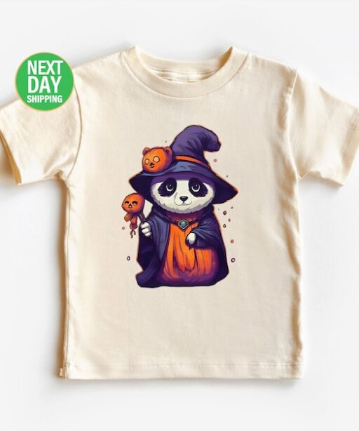 Panda and Pumpkin Halloween Toddler Shirt, Happy Halloween Kids Tee, Fall T-Shirt,Natural Halloween Tee Shirt Halloween Sweatshirt -HC054