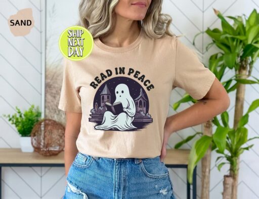 Read In Peace Ghost Halloween T-Shirt, Halloween Booklover Shirt, Halloween Librarian Shirt, Halloween Shirt,Halloween Cute Ghost Read -HC64