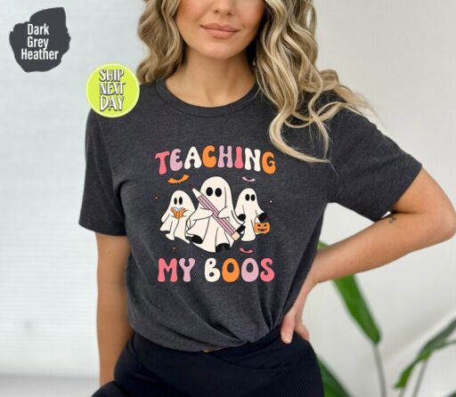 Teaching My Boos T-Shirt, Halloween Teacher shirt, Teach Tshirt, Teacher Shirt, Cute Halloween Shirt for Teachers, Sppoky Teacher Gift-HC60