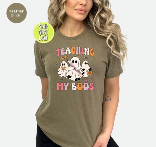 Teaching My Boos T-Shirt, Halloween Teacher shirt, Teach Tshirt, Teacher Shirt, Cute Halloween Shirt for Teachers, Sppoky Teacher Gift-HC60