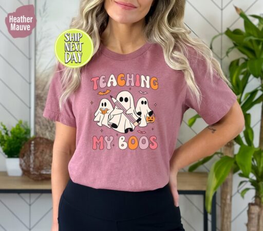 Teaching My Boos T-Shirt, Halloween Teacher shirt, Teach Tshirt, Teacher Shirt, Cute Halloween Shirt for Teachers, Sppoky Teacher Gift-HC60