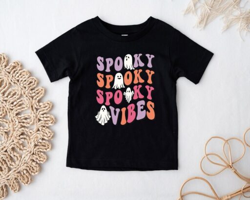 Spooky Season Toddler Shirt - Spooky Vibes Retro Halloween Kids Shirt - Cute Ghost Natural Toddler Tee - Retro Fall Natural Tee Shirt -HC56