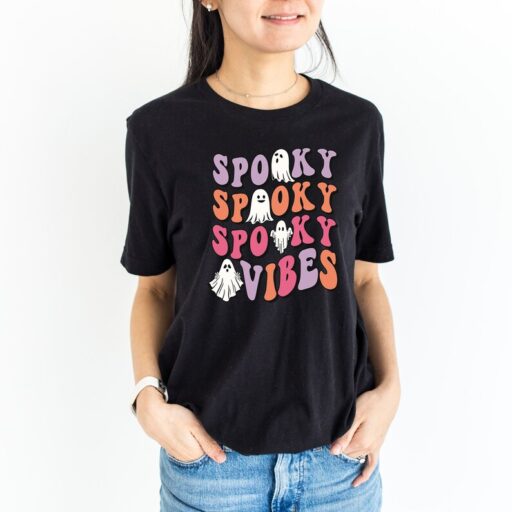 Spooky Season Toddler Shirt - Spooky Vibes Retro Halloween Kids Shirt - Cute Ghost Natural Toddler Tee - Retro Fall Natural Tee Shirt -HC56