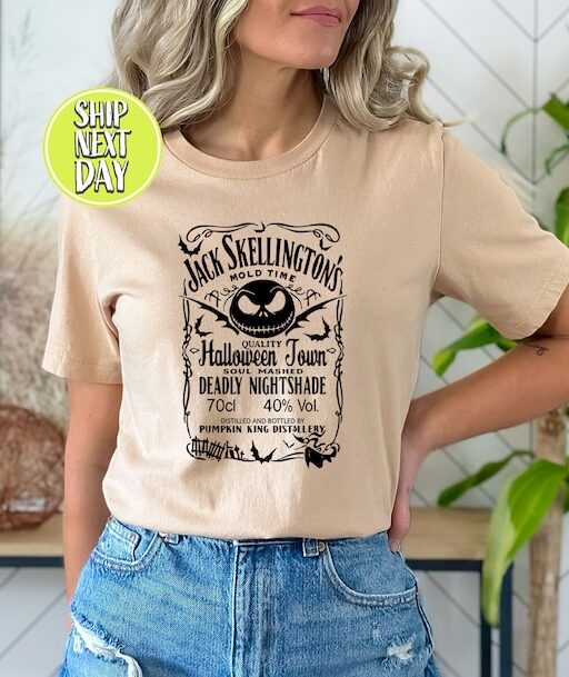 Vintage Jack Skellington Brewery Whiskey Halloween T-Shirt, Nightmare Before Christmas Shirt, Oogie Boogie , Fall Season, Whiskey -HC52