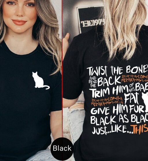 Twist The Bones Shirt Gift For Halloween, Halloween Cat T-Shirt, Black Cat Shirt,Front Back Design, Witch Spell Tee, Hocus Pocus Shirt -HF59