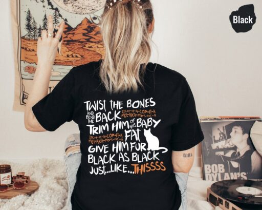 Twist The Bones Shirt Gift For Halloween, Halloween Cat T-Shirt, Black Cat Shirt,Front Back Design, Witch Spell Tee, Hocus Pocus Shirt -HF59