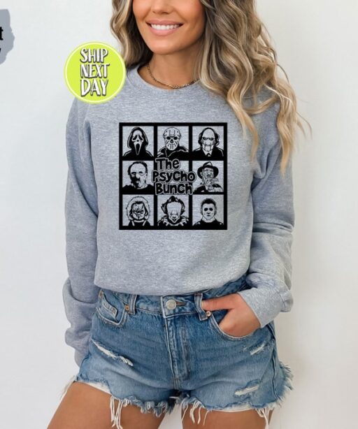 The Psycho Bunch Sweatshirt, Horror Character Shirt, Myers Shirt, Halloween Tshirt, Halloween Shirt, Horror Movie Characters Shirt -HC09