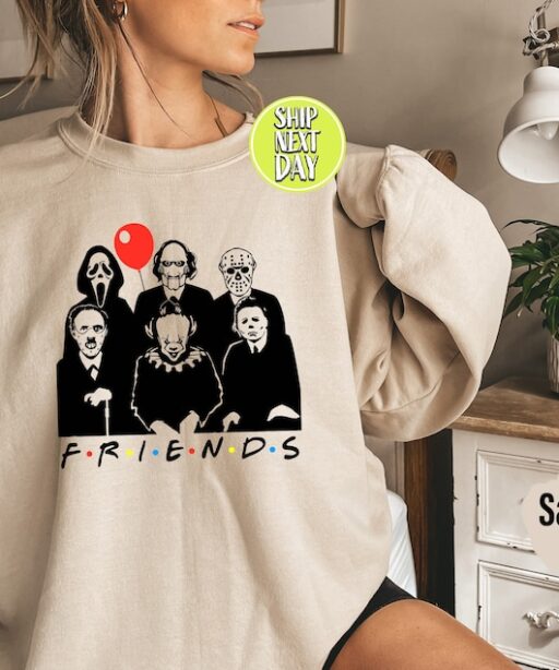 Horror Movie Characters Friends Sweatshirt and Hoodie, Halloween Horror Characters Shirt, Friends Halloween Shirt, Horror Movie Shirt -HC08