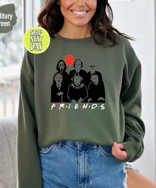 Horror Movie Characters Friends Sweatshirt and Hoodie, Halloween Horror Characters Shirt, Friends Halloween Shirt, Horror Movie Shirt -HC08